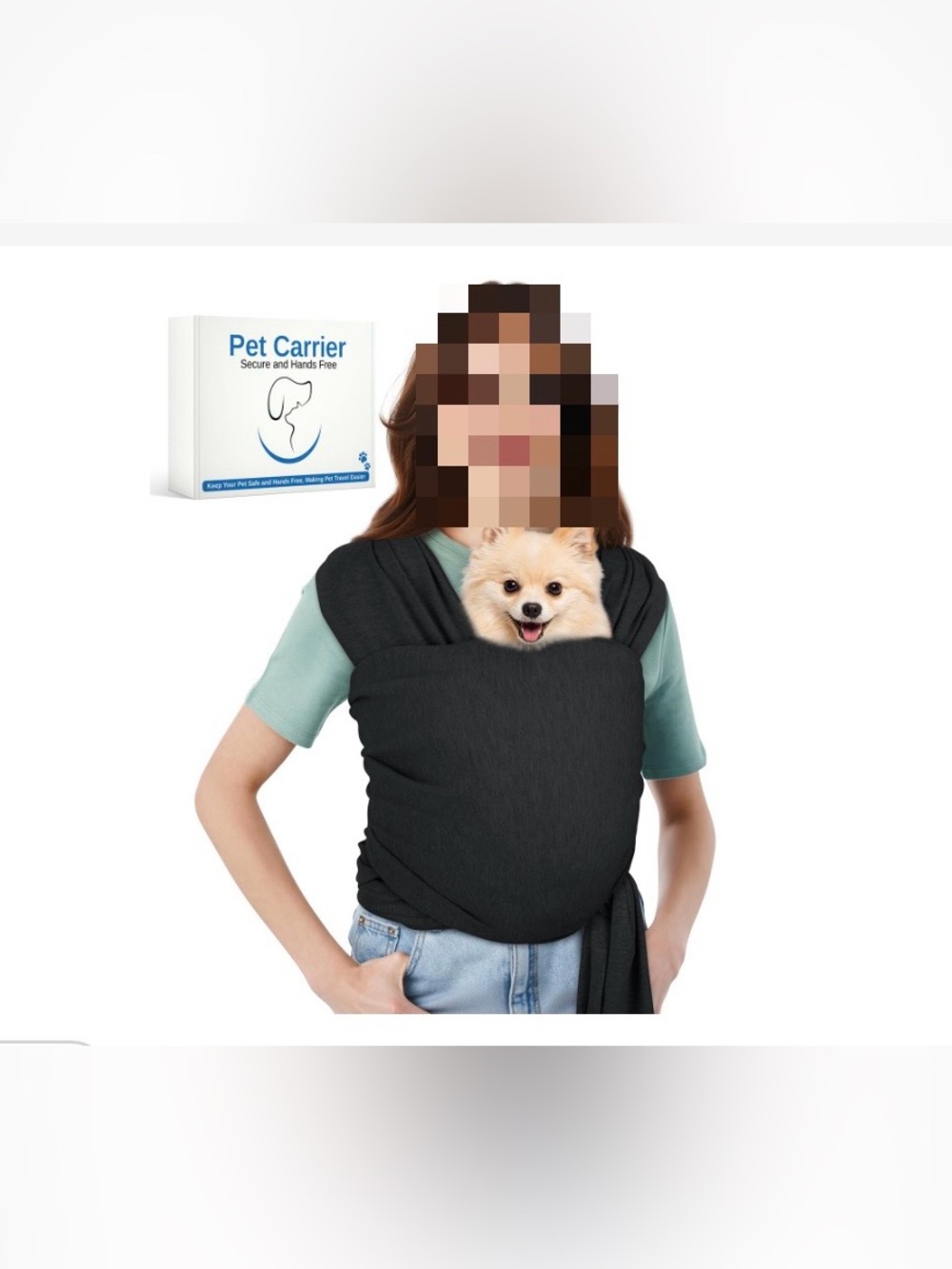 Pet Carrier Wrap Sling for Small Pets - Black